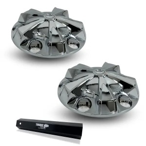 TR637-TWC | Pair of Chrome Plastic Universal Starlight Front Wheel Cover Set